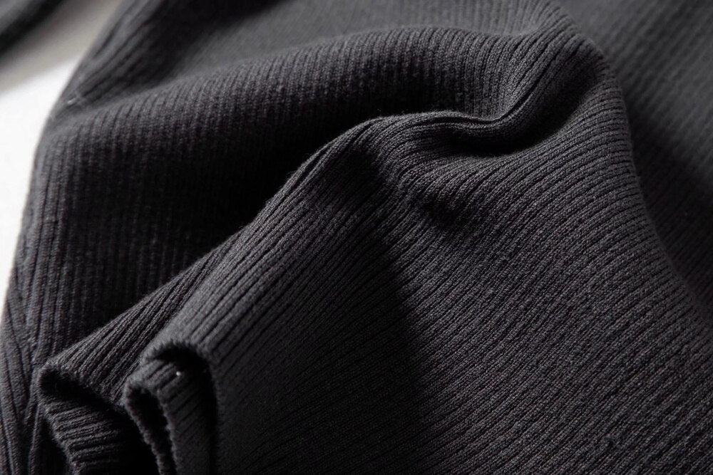 Ribbed High Neck Zipper Cropped Sweater