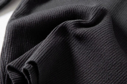 Ribbed High Neck Zipper Cropped Sweater