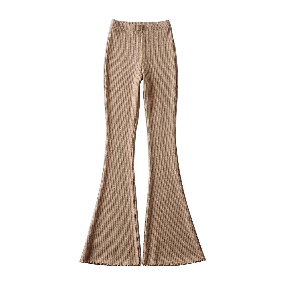 High Waist Ribbed Flare Pants