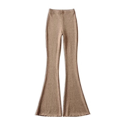High Waist Ribbed Flare Pants