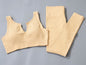 Ribbed U-shape Collar Sports Bra Top and Leggings Workout Set