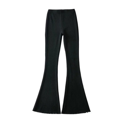 High Waist Ribbed Flare Pants