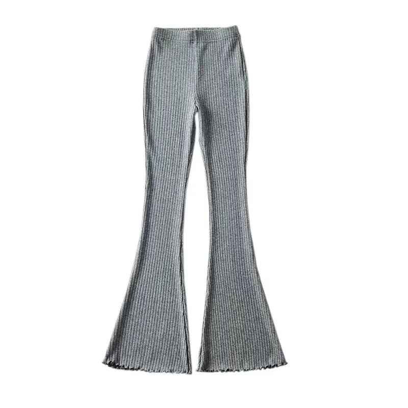 High Waist Ribbed Flare Pants