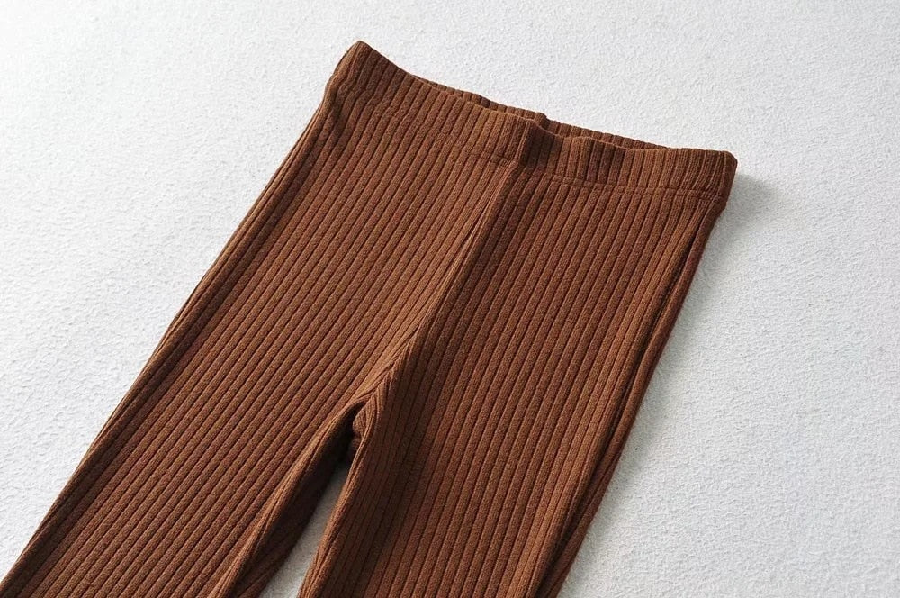 High Waist Ribbed Flare Pants