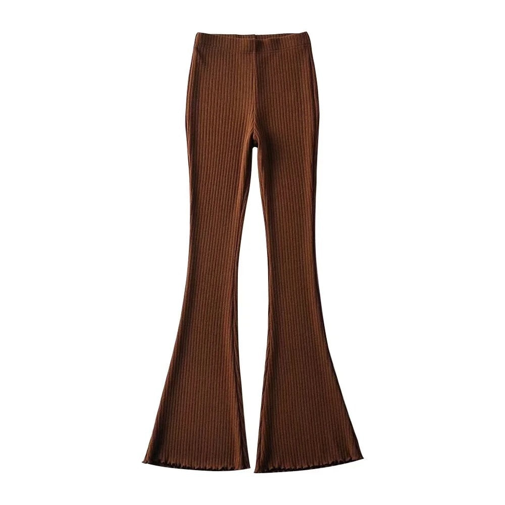 High Waist Ribbed Flare Pants